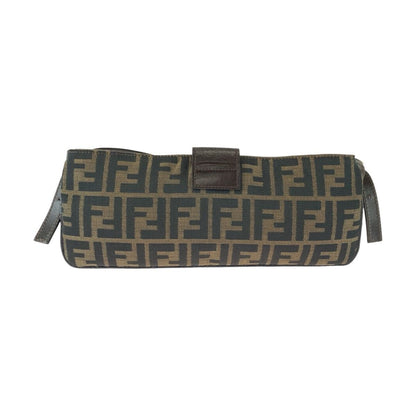 Fendi Zucca Shoulder Bag Brown Silver Canvas Leather — view 2