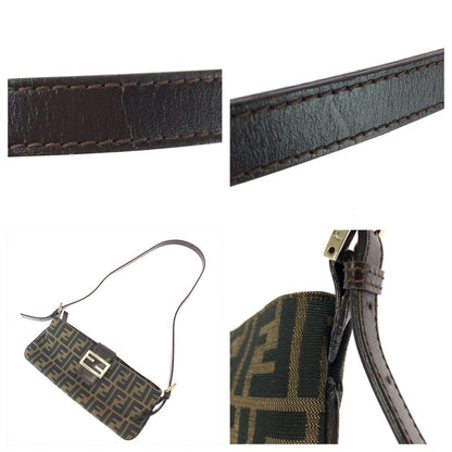 Fendi Zucca Shoulder Bag Brown Silver Canvas Leather — view 6