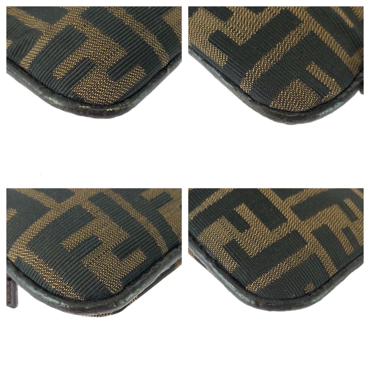 Fendi Zucca Shoulder Bag Brown Silver Canvas Leather — view 3