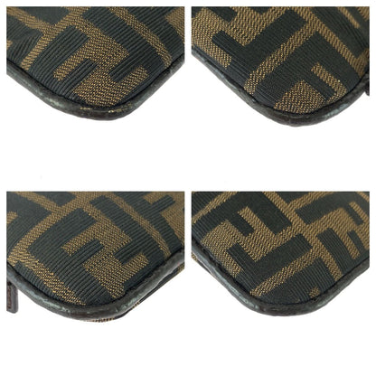 Fendi Zucca Shoulder Bag Brown Silver Canvas Leather — view 3