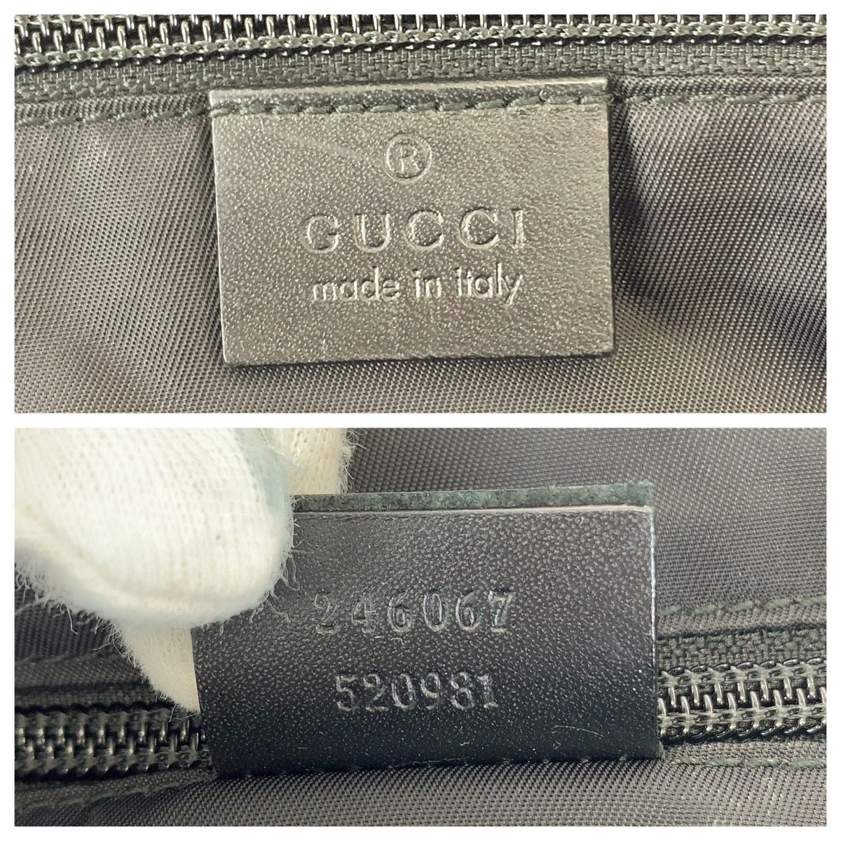 Gucci Sherry Line Shoulder Bag Black Silver Nylon Leather — view 4