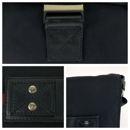 Gucci Sherry Line Shoulder Bag Black Silver Nylon Leather — view 5