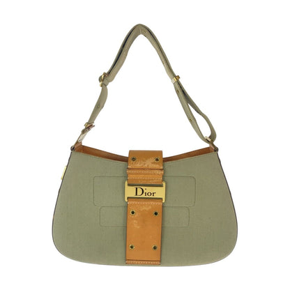 Dior Street Chic Shoulder Bag Khaki Brown Gold Canvas Leather