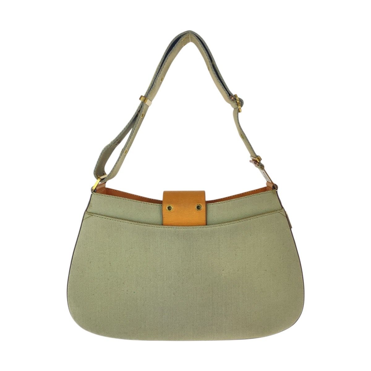 Dior Street Chic Shoulder Bag Khaki Brown Gold Canvas Leather — view 2