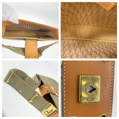 Dior Street Chic Shoulder Bag Khaki Brown Gold Canvas Leather — view 5
