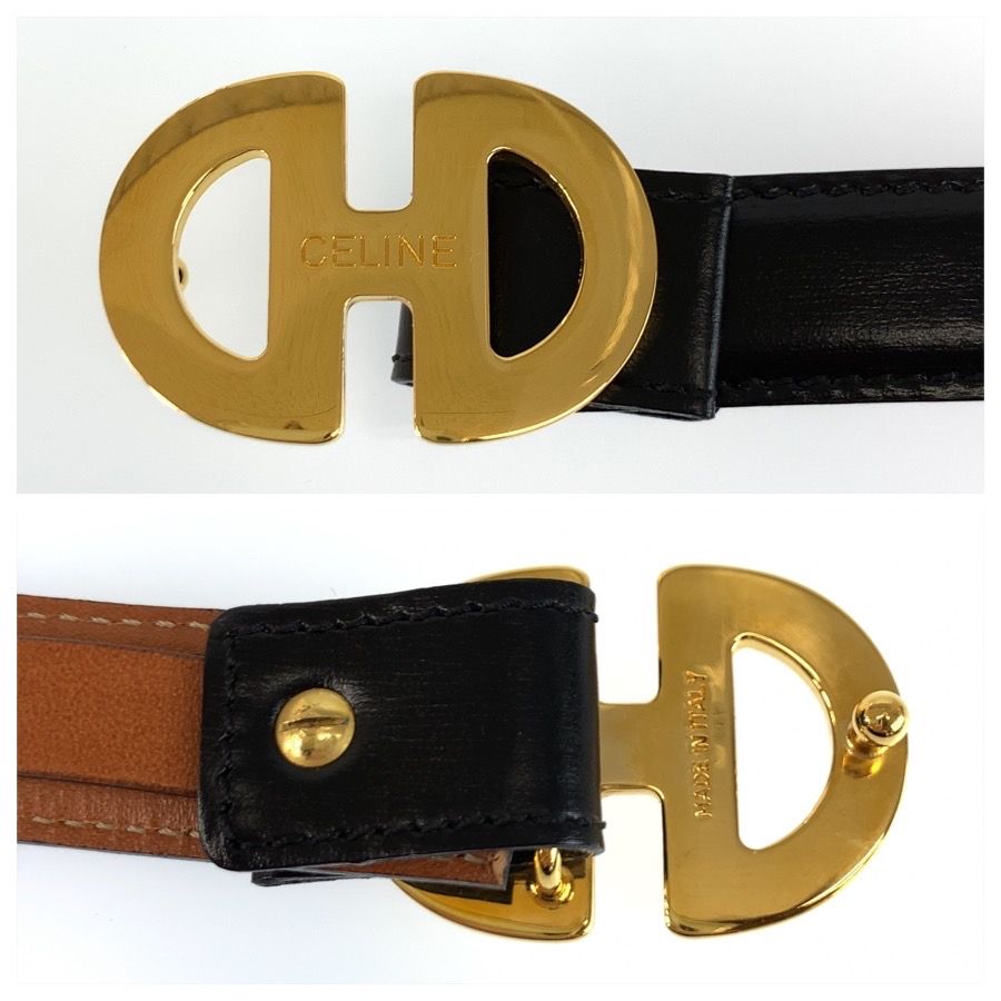 Celine Belt Black Gold Leather — view 8