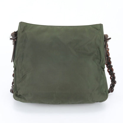 Prada Tessuto Nylon Triangle Logo White Tag with Plastic Chain Shoulder Bag — view 3