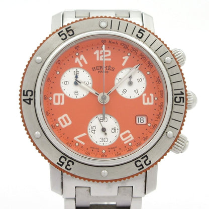 Hermes Watch Clipper Diver Chrono Chronograph SS Orange