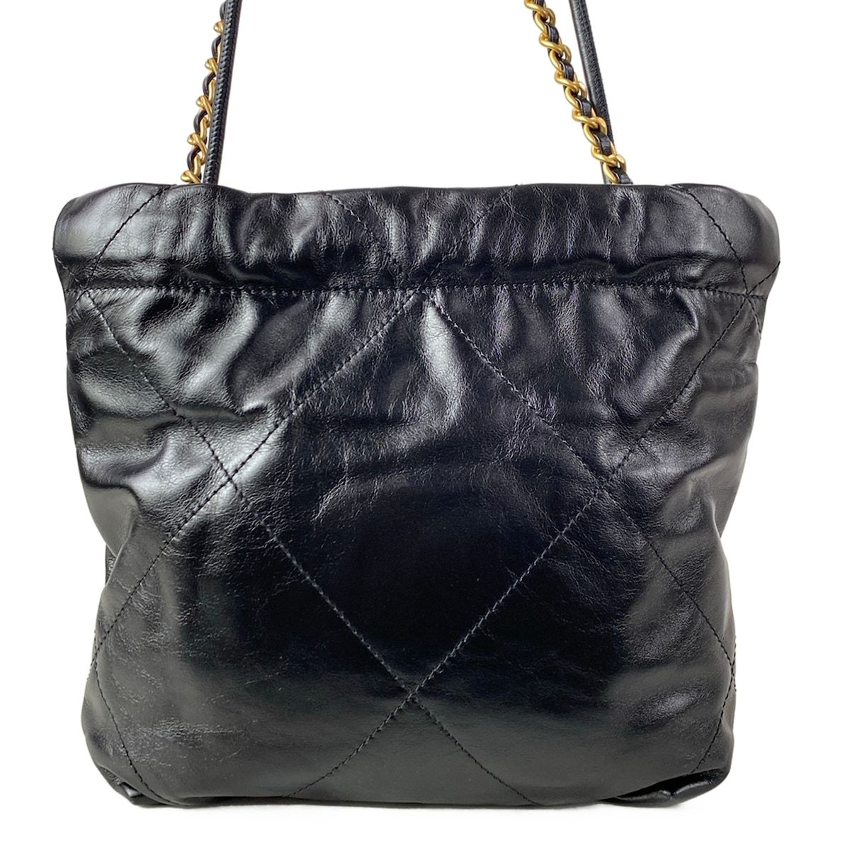 Chanel Shoulder Bag Chanel 22 Mini Black 2-Way Drawstring Chain Matte Gold — view 3