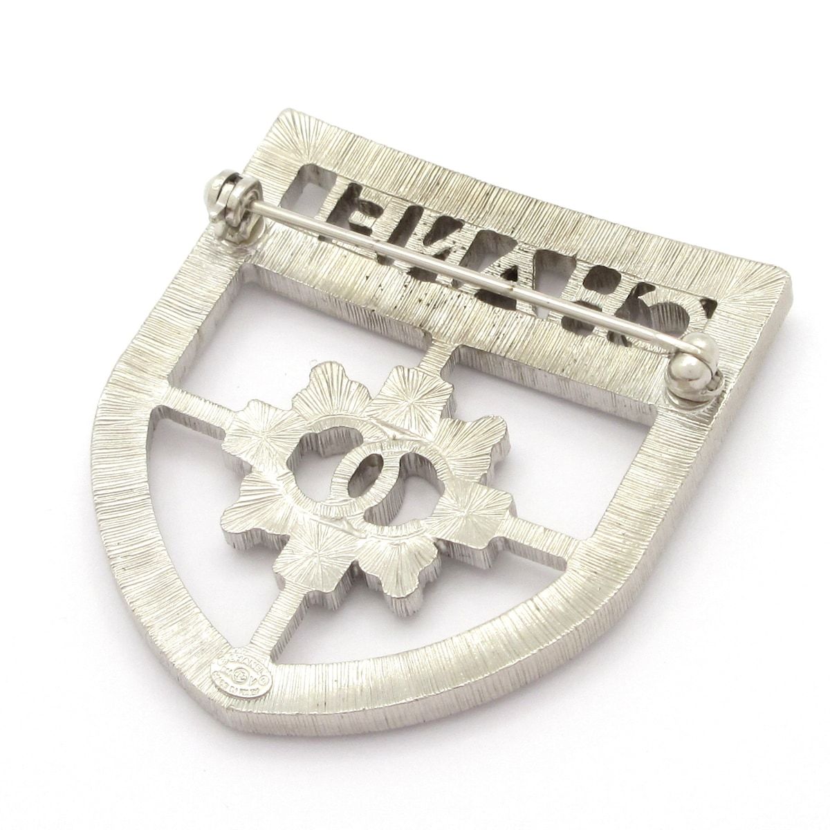 Chanel Brooch Silver Clear Emblem — view 2