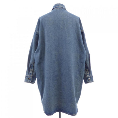 Prada Oversized Organic Denim Triangle Logo Shirt — view 2