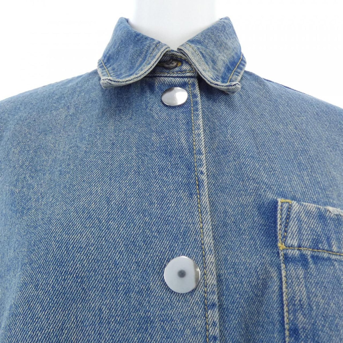 Prada Oversized Organic Denim Triangle Logo Shirt — view 5