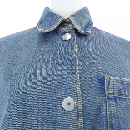 Prada Oversized Organic Denim Triangle Logo Shirt — view 5