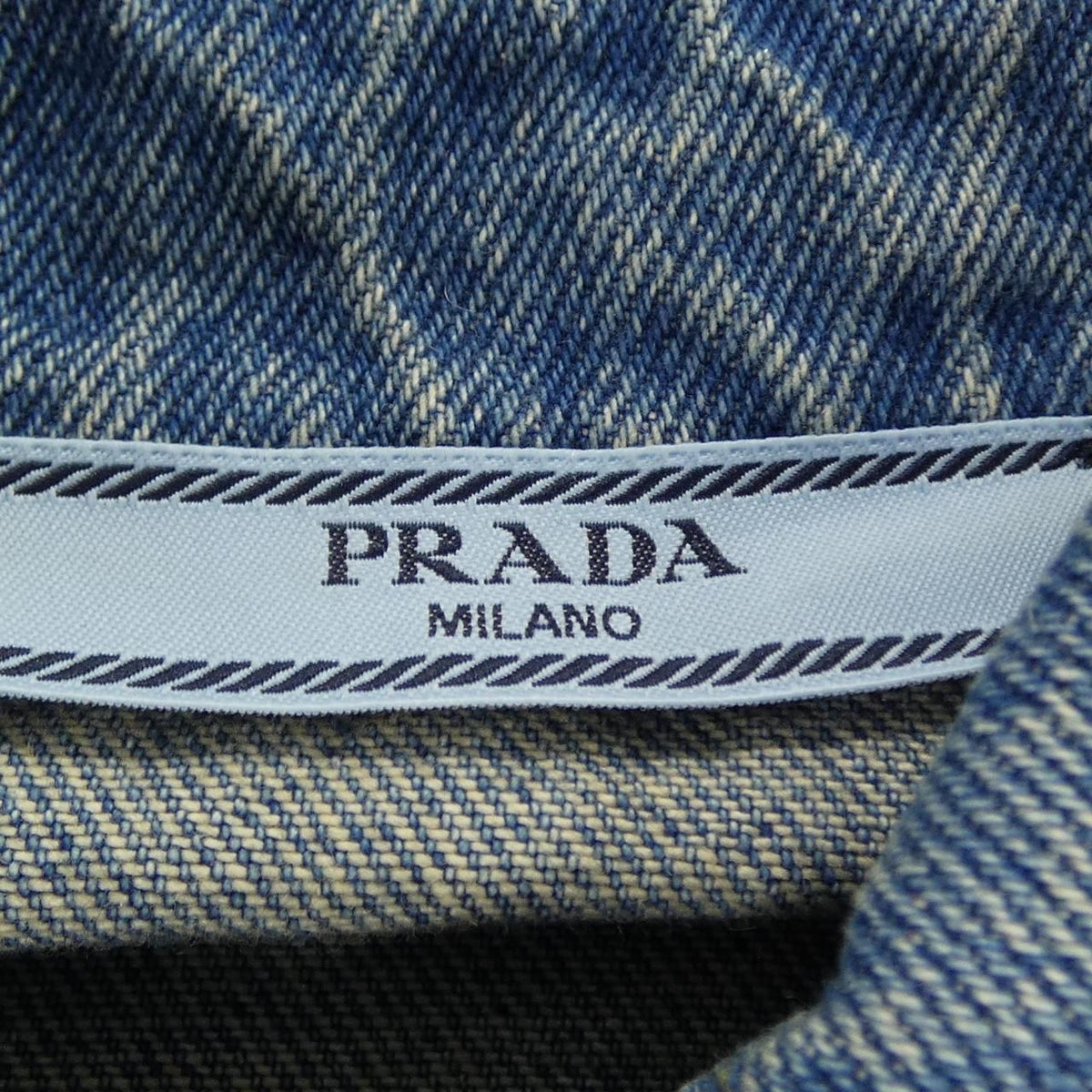 Prada Oversized Organic Denim Triangle Logo Shirt — view 4