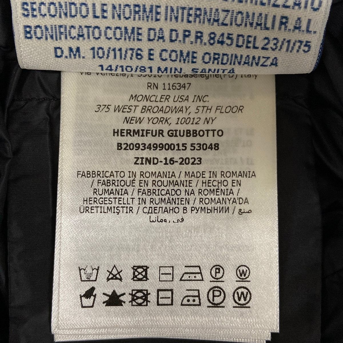 Moncler Down Coat S Hermifur Black Zip — view 4