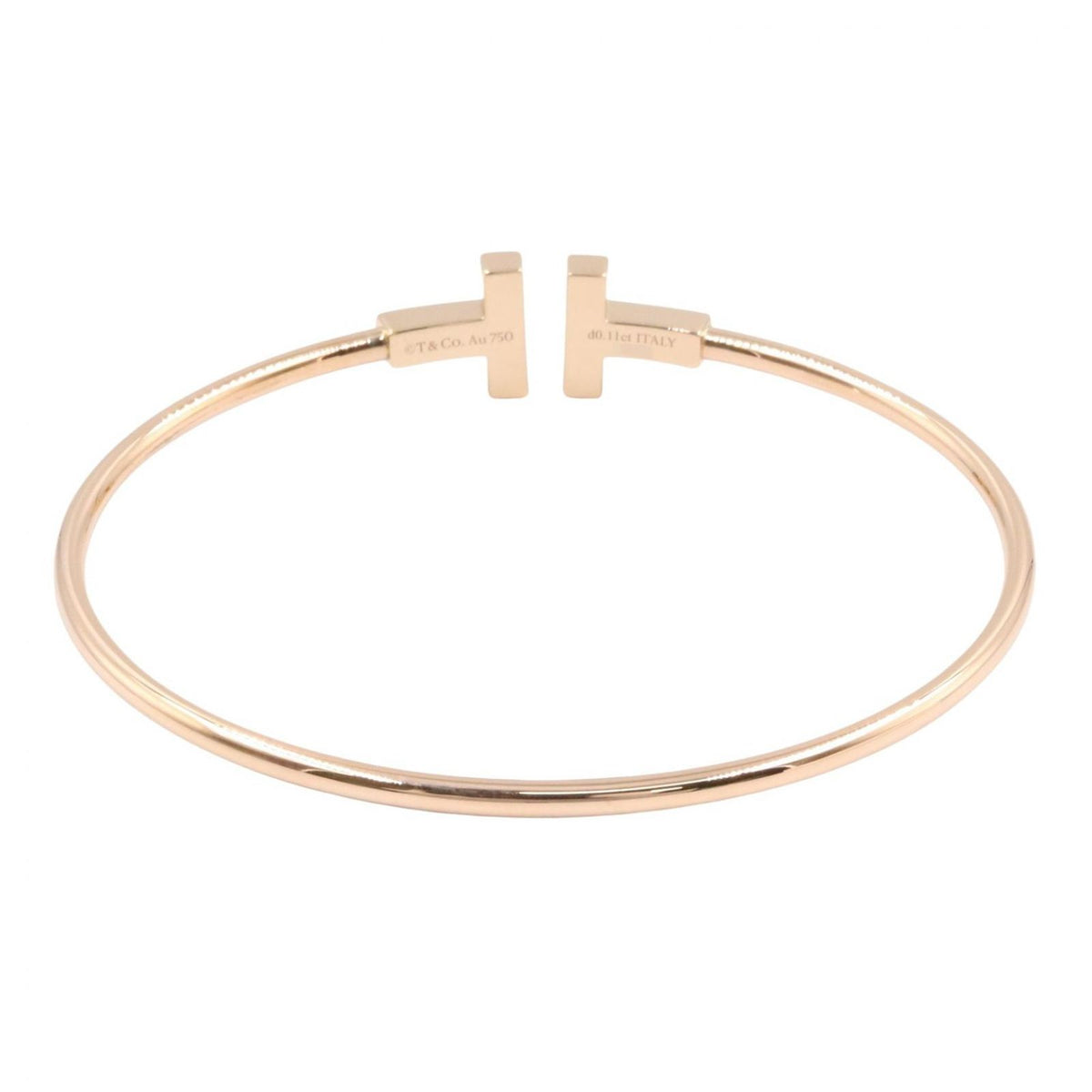 Tiffany & Co Bangle T Wire Diamond Shell 18k Pink Gold Bracelet — view 2