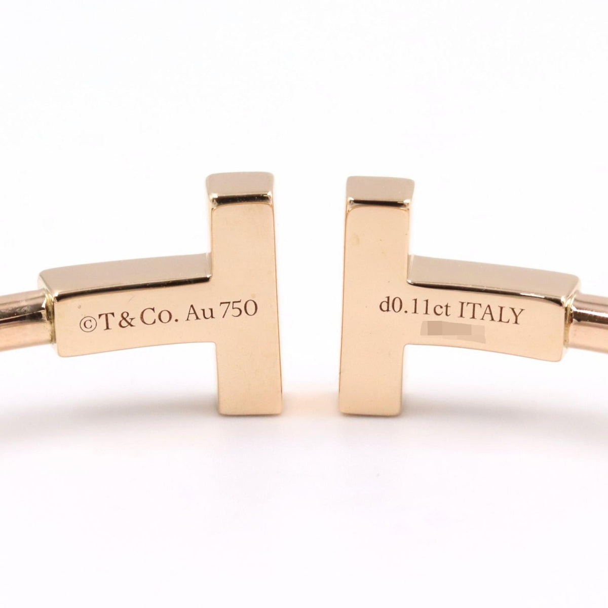 Tiffany & Co Bangle T Wire Diamond Shell 18k Pink Gold Bracelet — view 3
