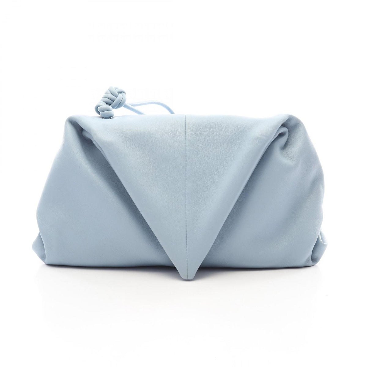 Bottega Veneta Clutch Triangle Flap Light Blue Leather