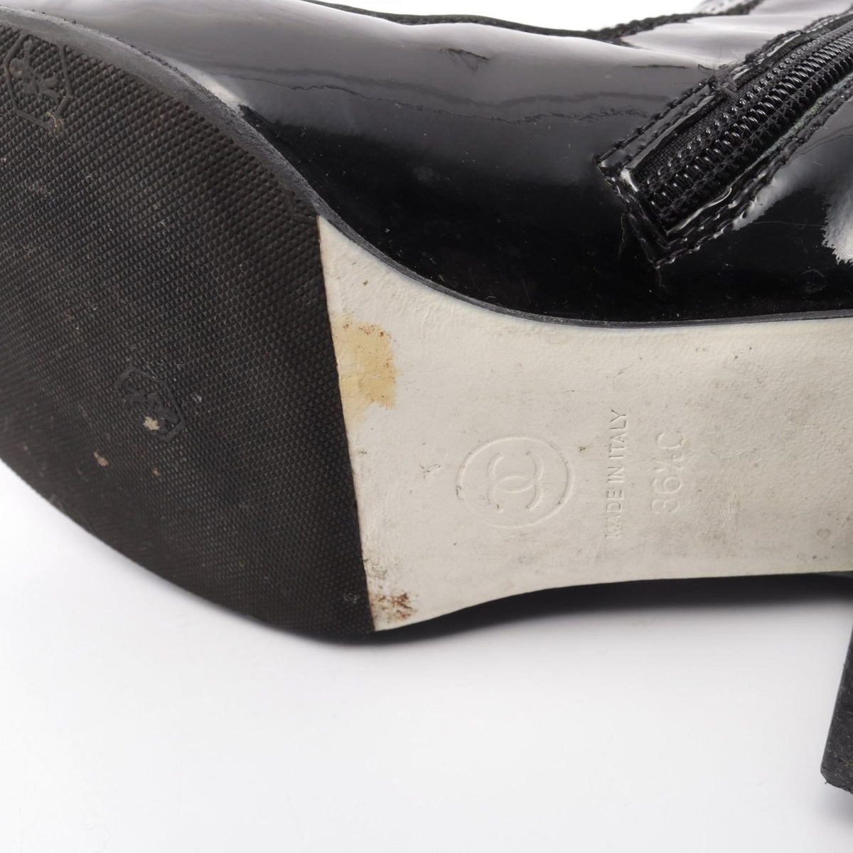 Chanel Boots CC Logo Long Patent Leather — view 7