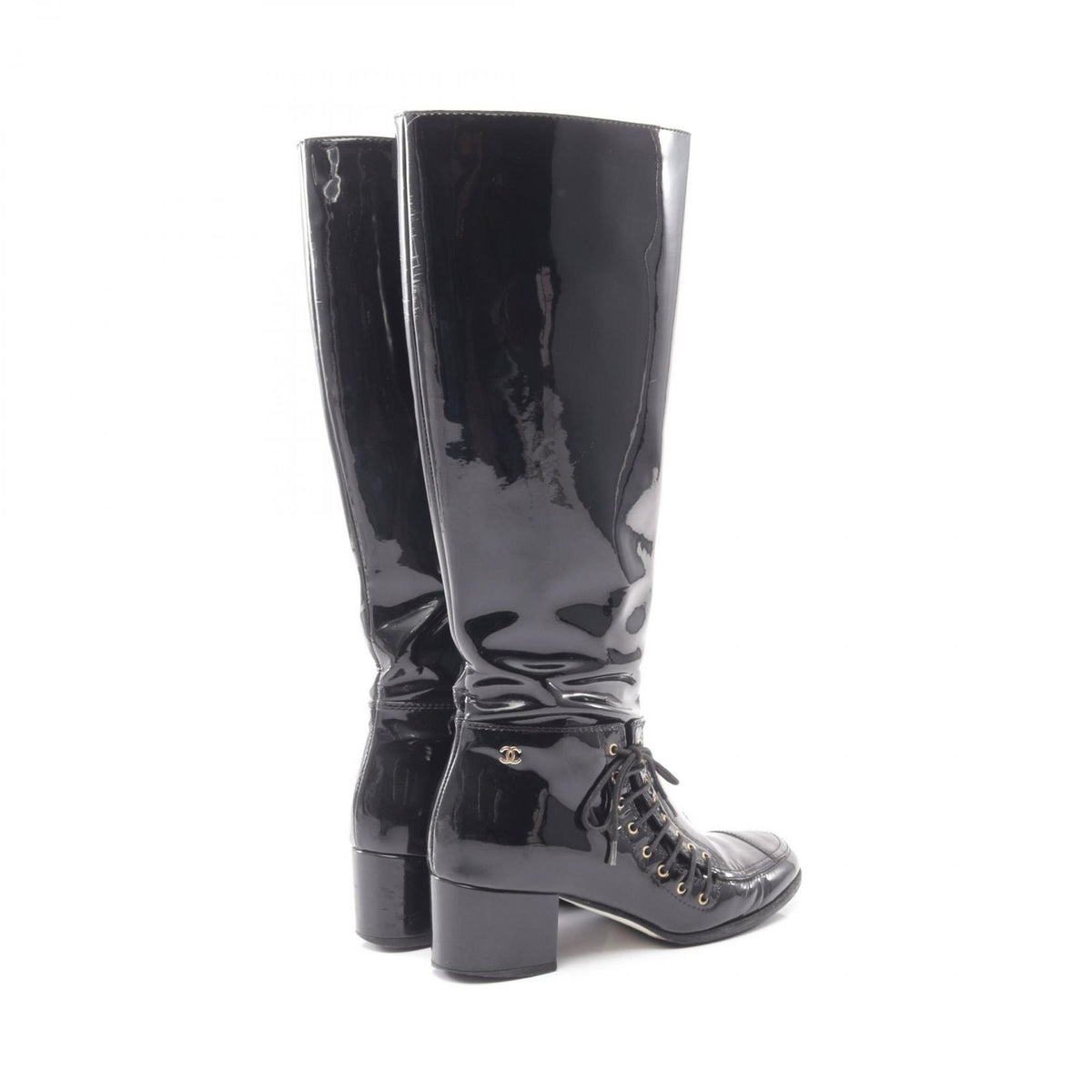 Chanel Boots CC Logo Long Patent Leather — view 2