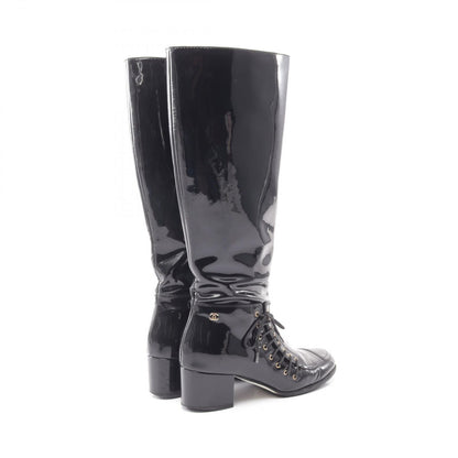 Chanel Boots CC Logo Long Patent Leather — view 2