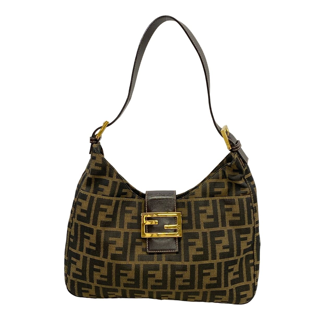 Fendi Shoulder Bag Mamma Dark Brown Zucca Pattern Leather