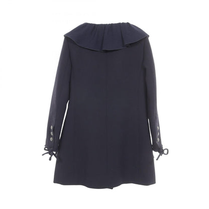 Chanel CC Logo Button Double Breasted Ruffle Wool Coat — view 2
