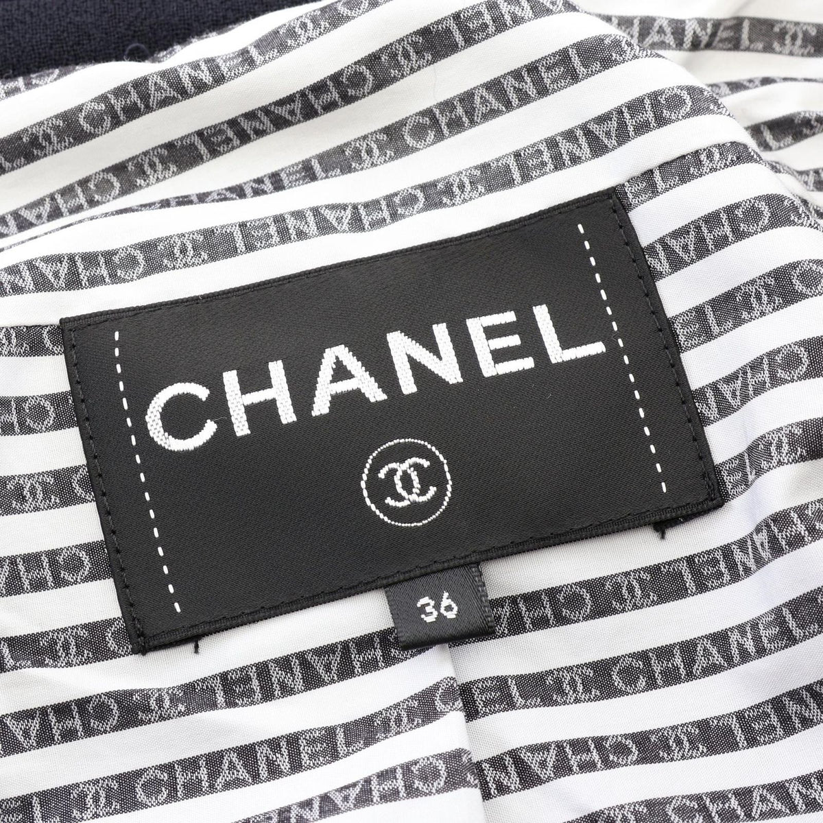 Chanel CC Logo Button Double Breasted Ruffle Wool Coat — view 3