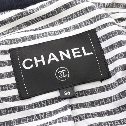 Chanel CC Logo Button Double Breasted Ruffle Wool Coat — view 3
