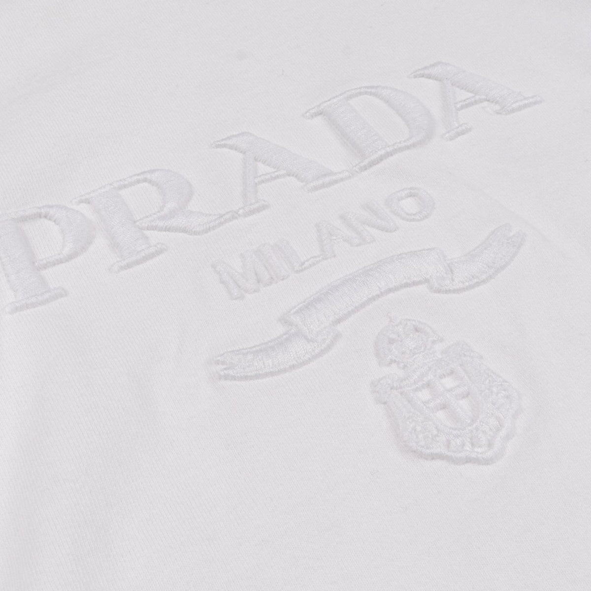 Prada Long Sleeve T-Shirt Logo Embroidery Cropped Cotton — view 7