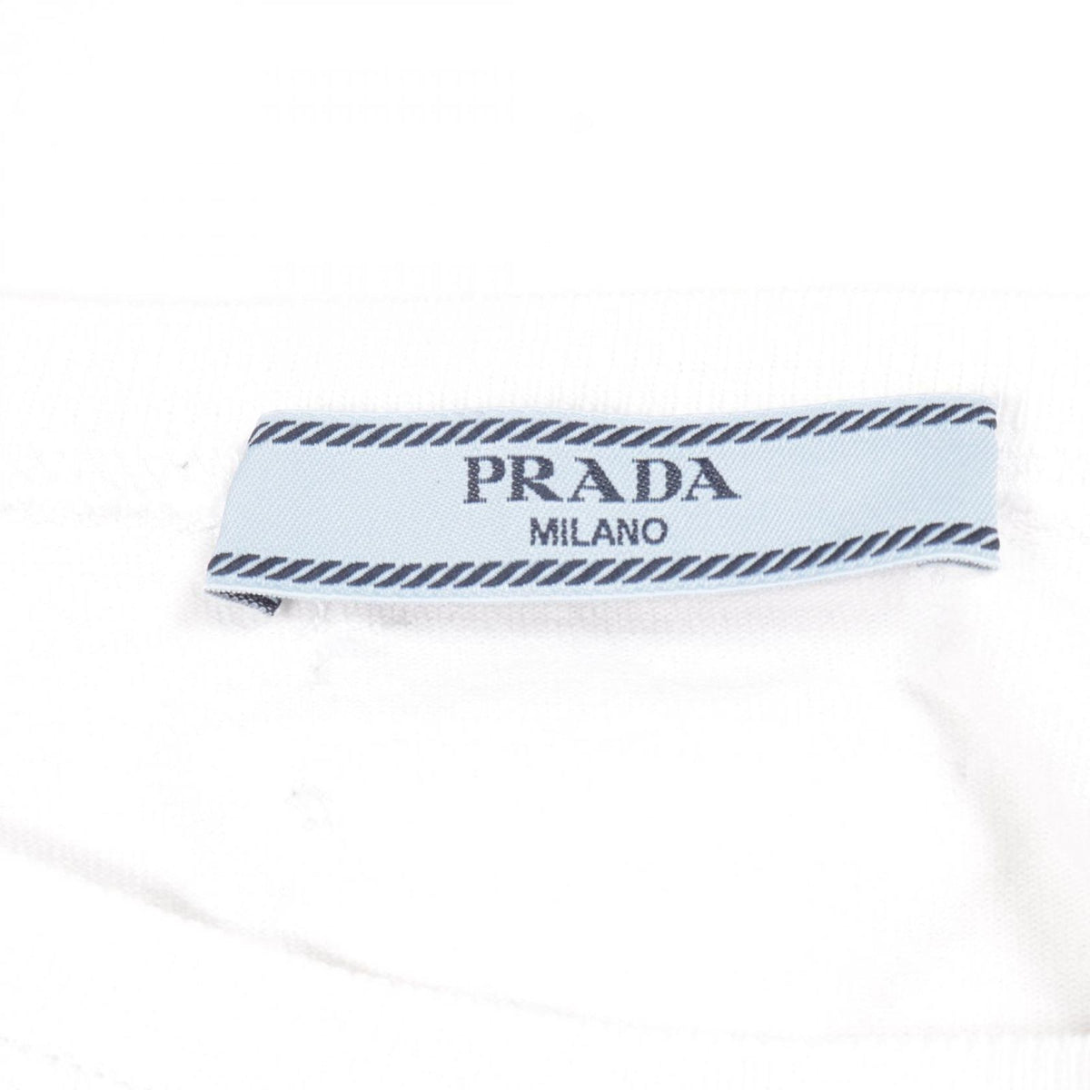 Prada Long Sleeve T-Shirt Logo Embroidery Cropped Cotton — view 3