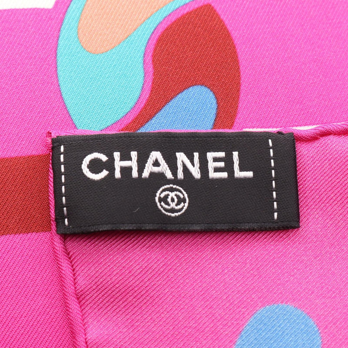 Chanel Scarf CC Logo Chain Pattern Silk — view 2