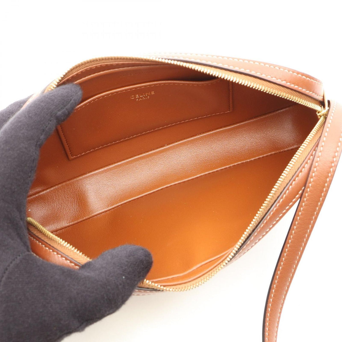 Celine Shoulder Bag Mini Camera Cuir Triomphe Brown Leather — view 3
