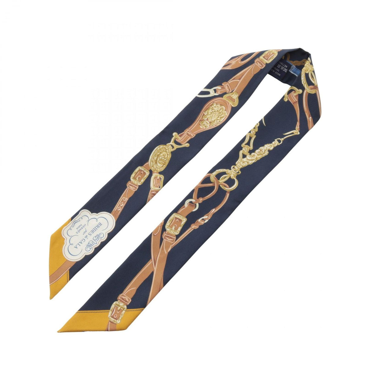 Hermes Scarf Twilly Brides de Gala Applique Pique Ribbon Silk — view 2