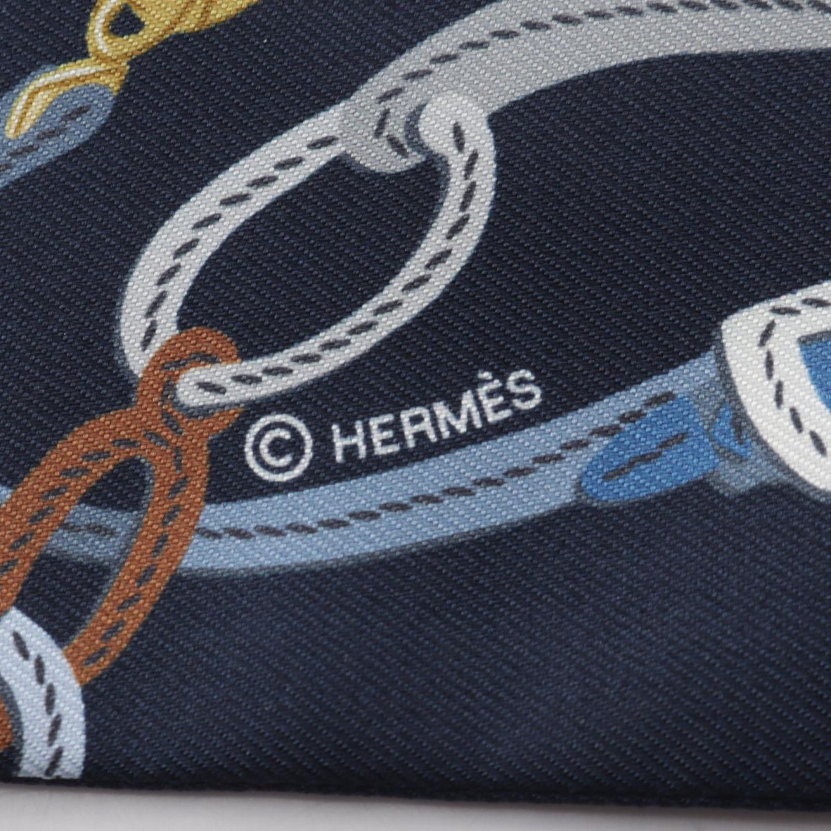 Hermes Scarf Twilly Brides de Gala Applique Pique Ribbon Silk — view 4