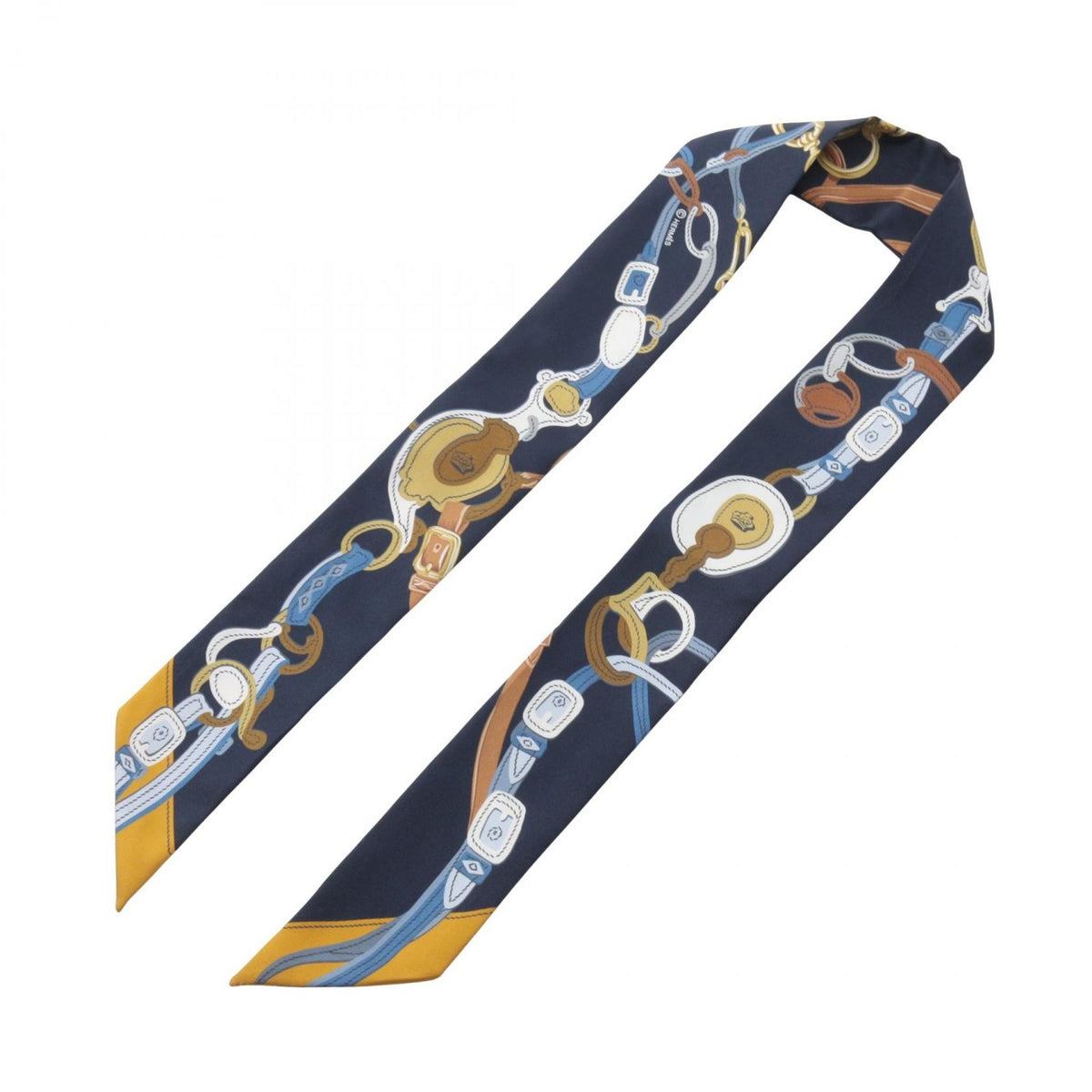Hermes Scarf Twilly Brides de Gala Applique Pique Ribbon Silk — view 3
