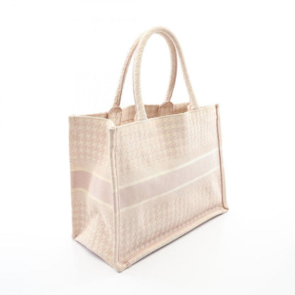 Dior Tote Bag Book Medium Houndstooth Pink White Canvas — view 2