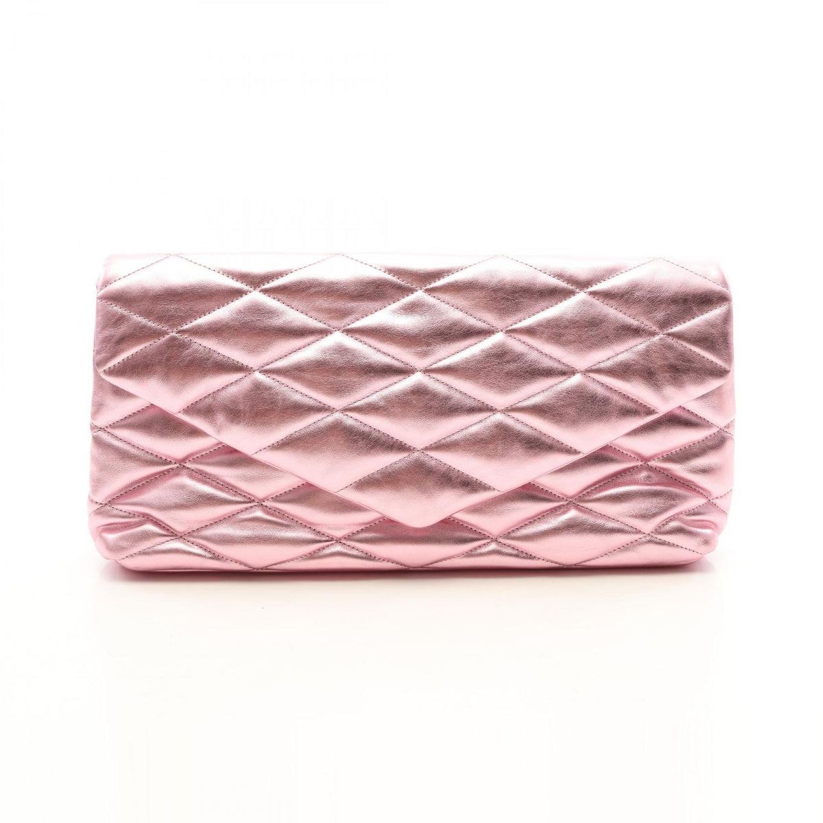 Saint Laurent Paris Clutch YSL Metal Pink Leather