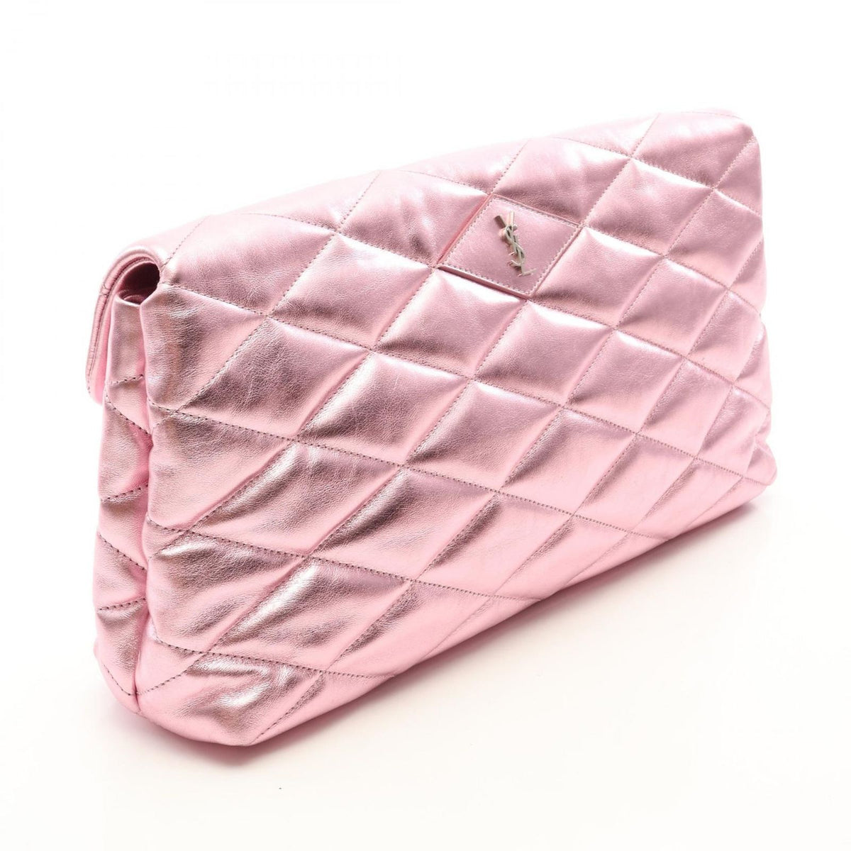 Saint Laurent Paris Clutch YSL Metal Pink Leather — view 2