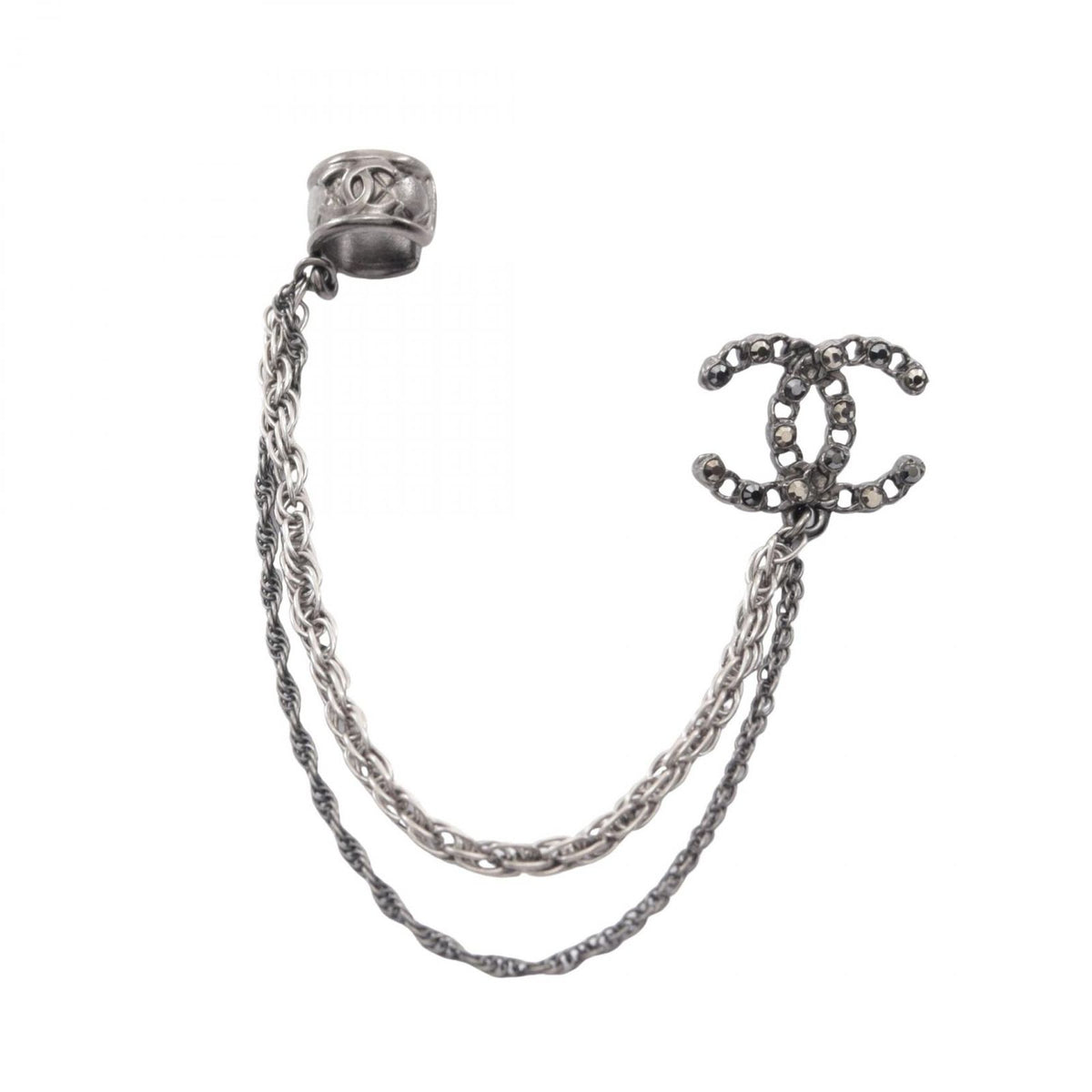 Chanel CC Logo Chain Ear Cuff Earrings