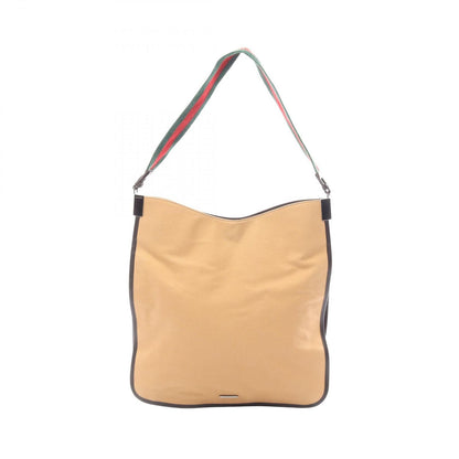 Gucci Shoulder Bag Sherry Line Beige Dark Brown Canvas Leather