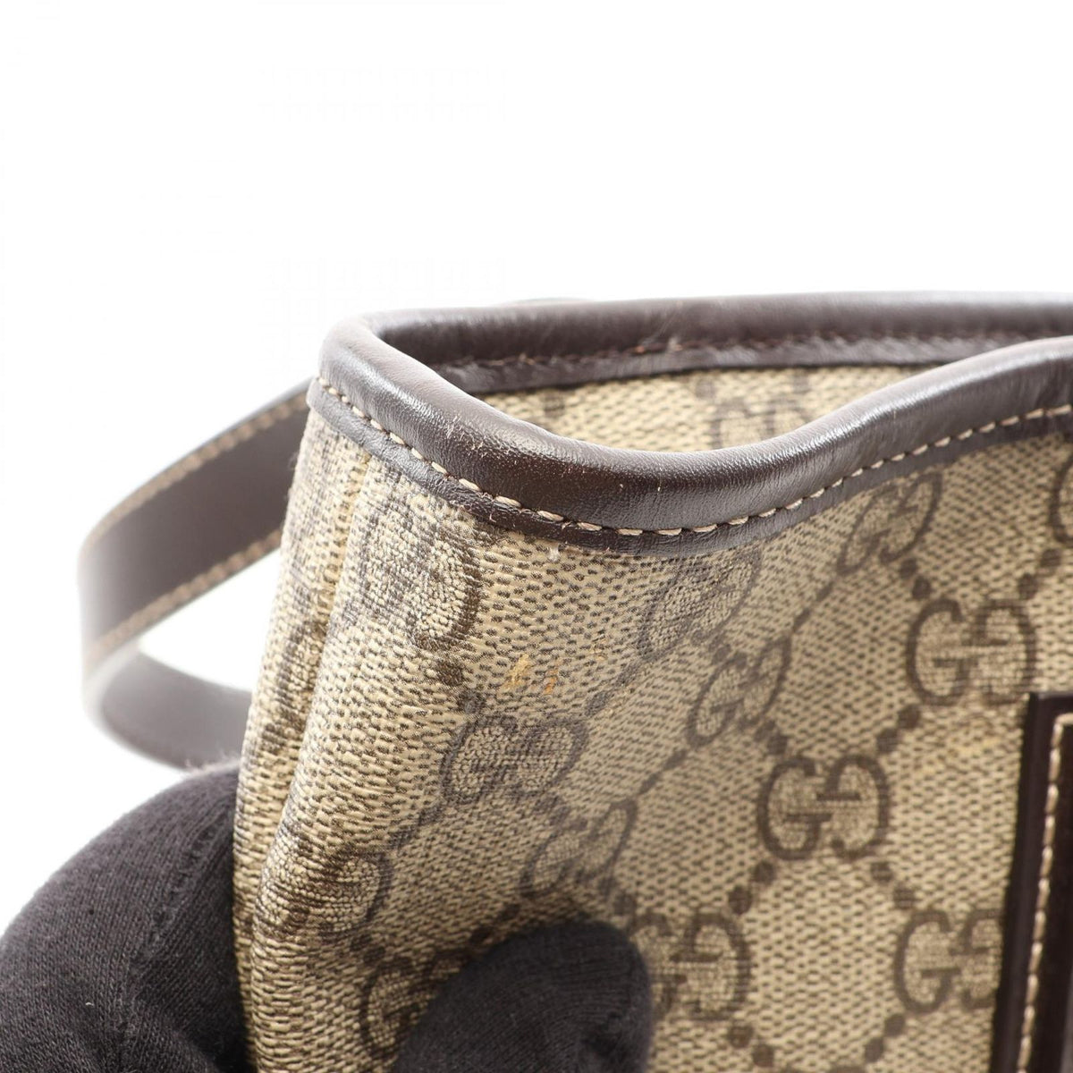 Gucci Tote Bag GG Supreme Beige Brown Leather — view 7