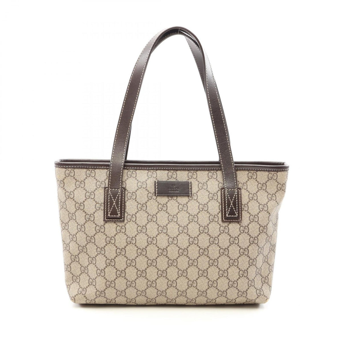 Gucci Tote Bag GG Supreme Beige Brown Leather