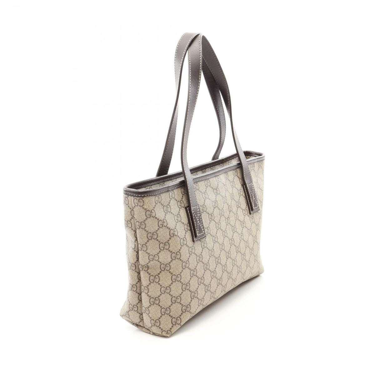 Gucci Tote Bag GG Supreme Beige Brown Leather — view 2