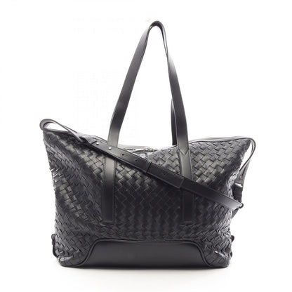 Bottega Veneta Tote Bag Intrecciato 2-Way Black Leather Large Toad