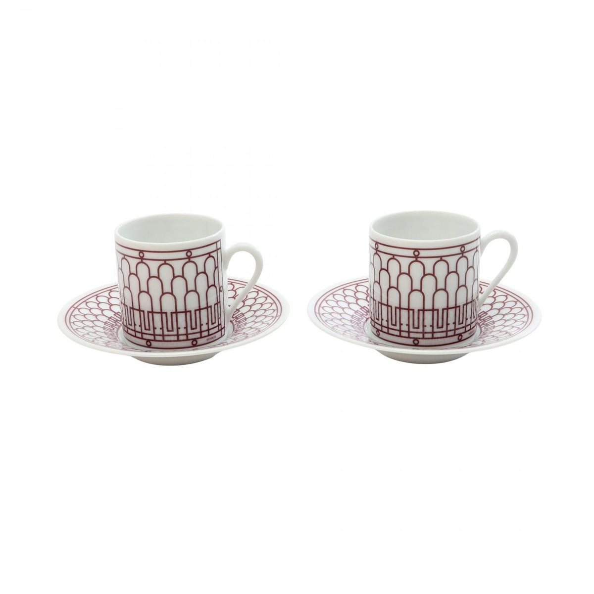 Hermes Tableware H-deco Pair Cup Saucer Red