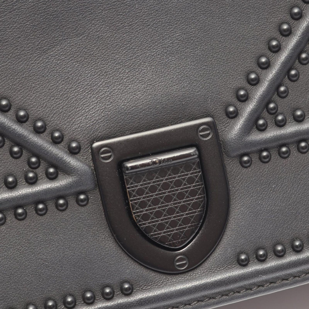 Dior Shoulder Bag Diorama Small Studs Black Leather Chain — view 7