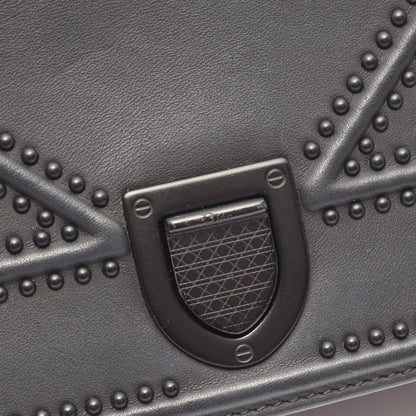 Dior Shoulder Bag Diorama Small Studs Black Leather Chain — view 7