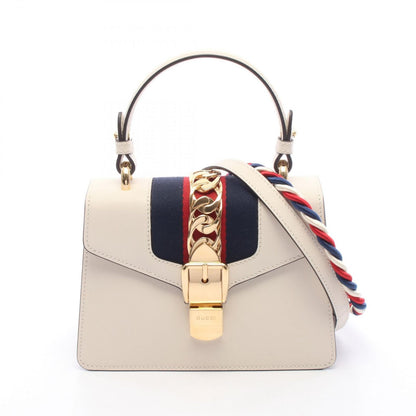 Gucci Sylvie Sherry Line 2-Way White Red Navy Leather Mini Bag