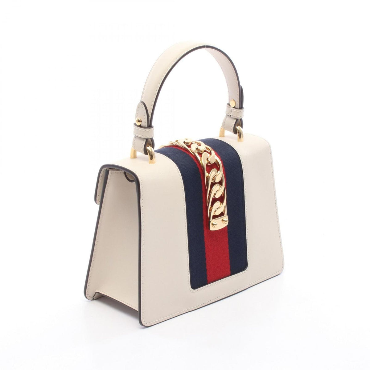 Gucci Sylvie Sherry Line 2-Way White Red Navy Leather Mini Bag — view 2